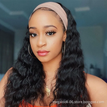 Megalook Wholesale Remy Human Hair Headband Wig,Headband Wig Human Hair For Black Women,Curly Headband Human Hair Wig